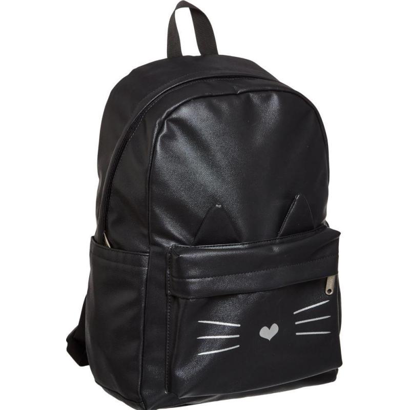 Рюкзак №1School Kitty black экокожа черный
