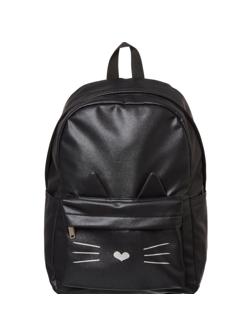 Рюкзак №1School Kitty black экокожа черный