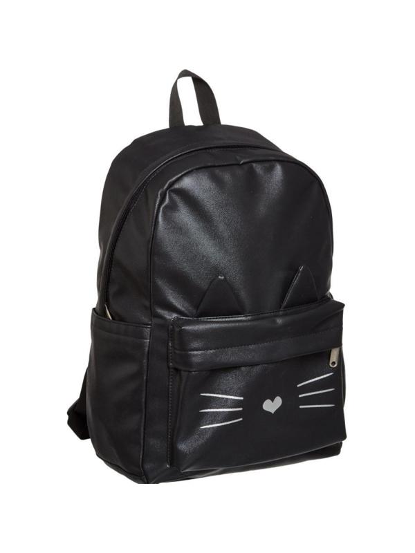 Рюкзак №1School Kitty black экокожа черный