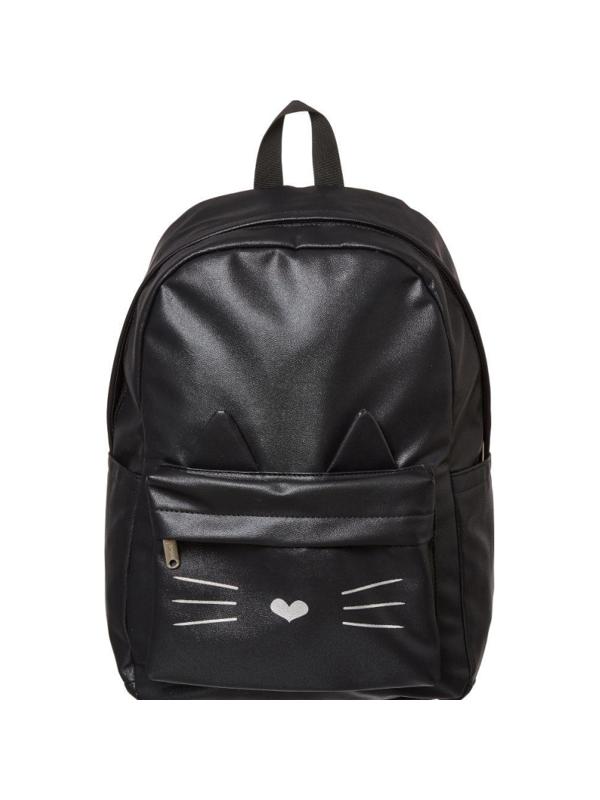 Рюкзак №1School Kitty black экокожа черный