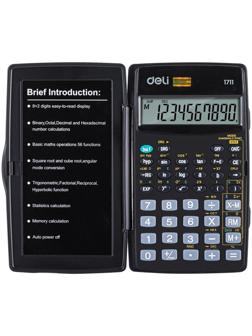 Калькулятор научный Deli E1711, 8р,пит. от бат., 56 функций, 120x72мм, черн