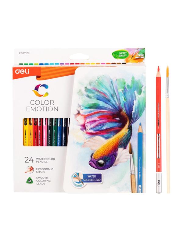 Карандаши акварельные Deli Color Emotion липа 24 цв/наб EC00720