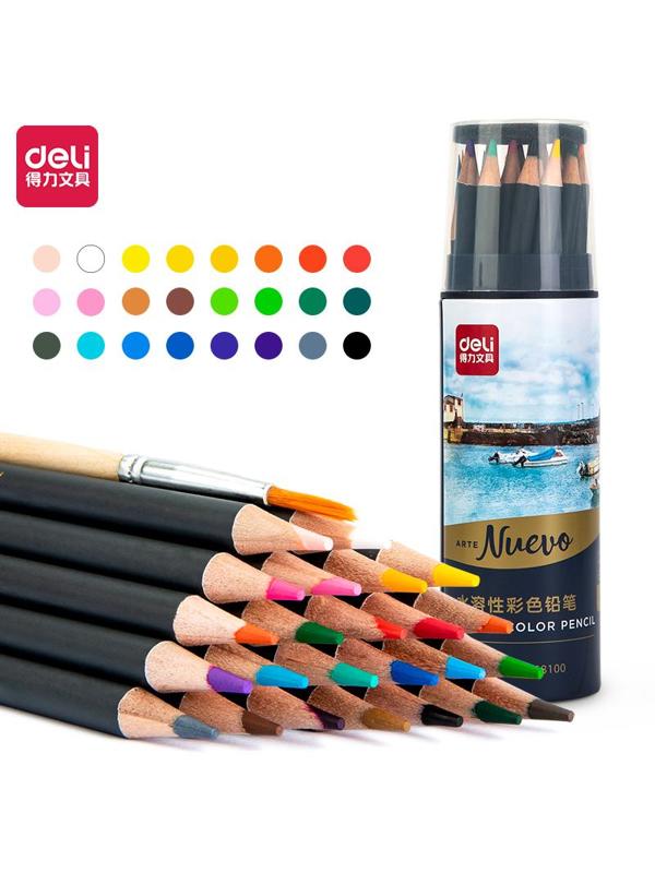 Карандаши акварельные Deli Arte Nuevo липа 24 цв/наб мет.туб. 68100