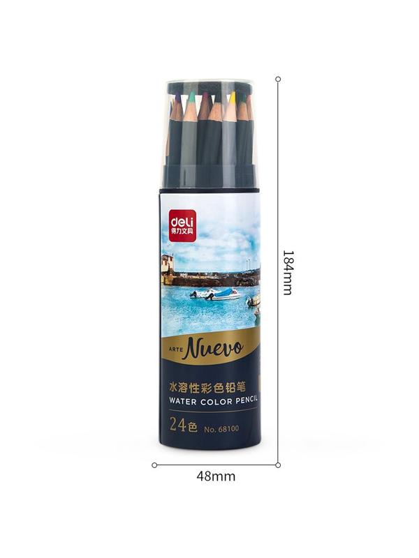 Карандаши акварельные Deli Arte Nuevo липа 24 цв/наб мет.туб. 68100