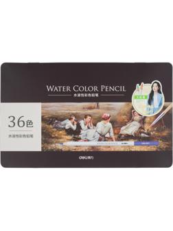 Карандаши акварельные Deli липа 36 цв/наб мет.кор. 6522