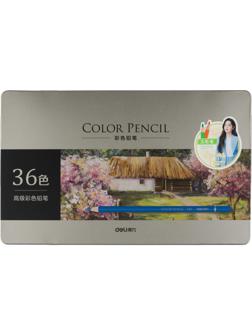 Карандаши цветные Deli липа 36 цв/наб мет.кор. 6566