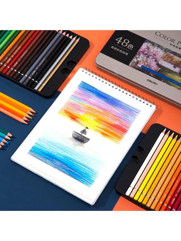 Карандаши цветные Deli липа 48 цв/наб мет.кор. 6567