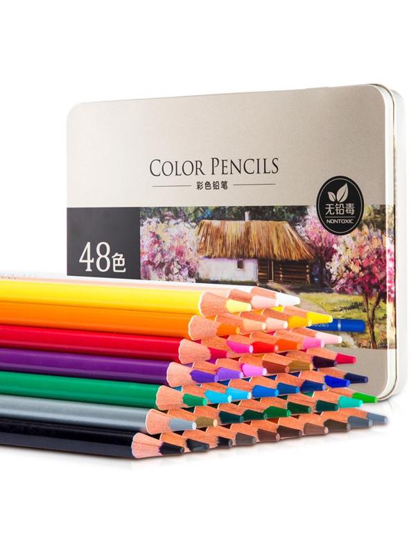 Карандаши цветные Deli липа 48 цв/наб мет.кор. 6567