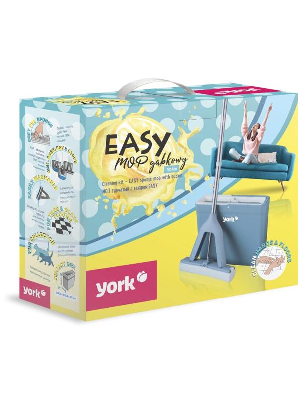 Комплект для уборки YORK Изи губчатая швабра и ведро с отжимом 2 запаски