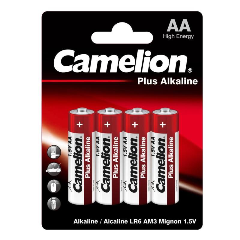 Батарейка Camelion AA/LR 6 Plus Alkaline BL-4 (LR 6-BP4, 1.5В)(4 шт в уп.)