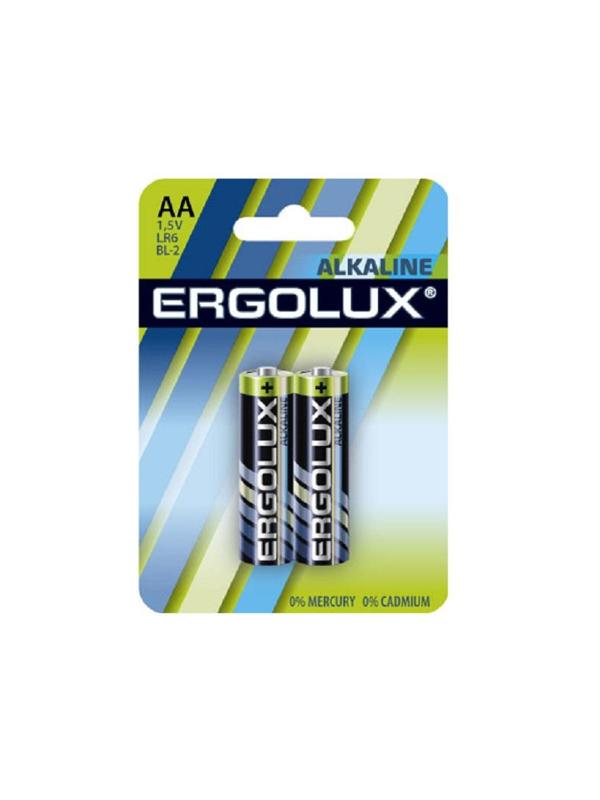 Батарейка Ergolux AA/LR 6 Alkaline BL-2 (LR 6 BL-2, 1.5В)(2 шт в уп.)