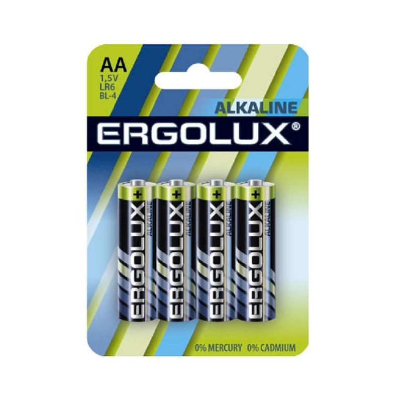 Батарейка Ergolux AA/LR 6 Alkaline BL-4 (LR 6 BL-4, 1.5В)(4 шт в уп.)