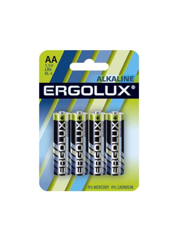 Батарейка Ergolux AA/LR 6 Alkaline BL-4 (LR 6 BL-4, 1.5В)(4 шт в уп.)