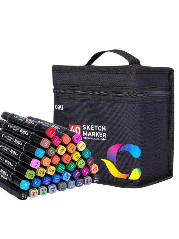 Маркер для скетчинга Deli 40цв, двухстор., E70806-40