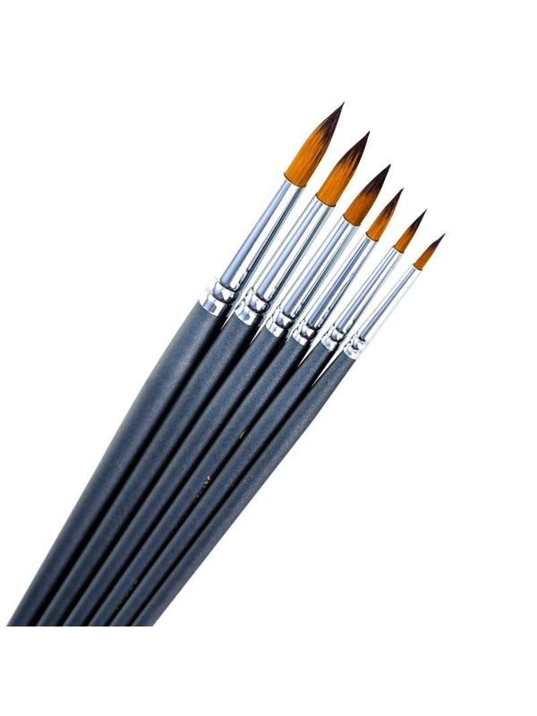 Набор кистей Deli круглая нейлон 6 шт.,пакет с европодвесом, 73892