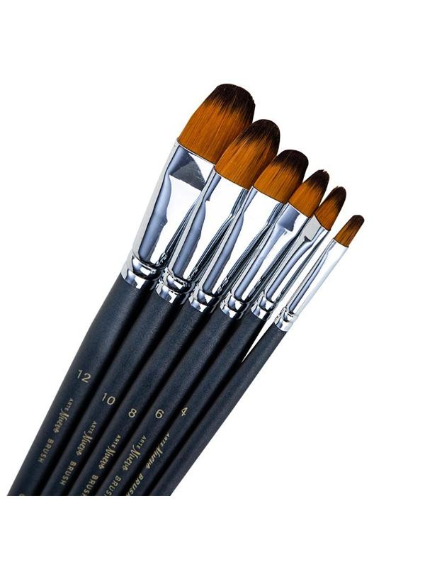 Набор кистей Deli плоская нейлон 6шт., пакет с европодвесом, 73894