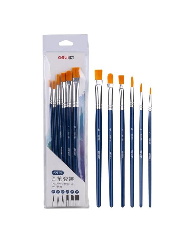 Набор кистей Deli 6шт. Нейлон, пакет с европодвесом, 73885