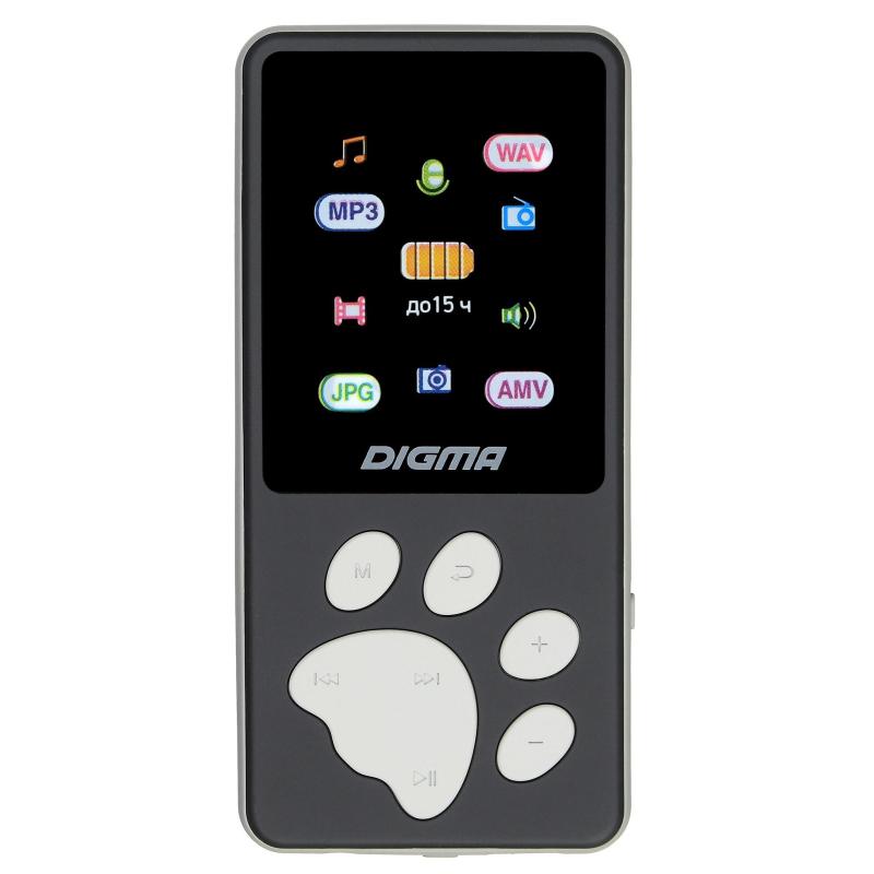 Плеер MP3 Digma S4 8Gb черный/серый/1.8/FM/microSDHC