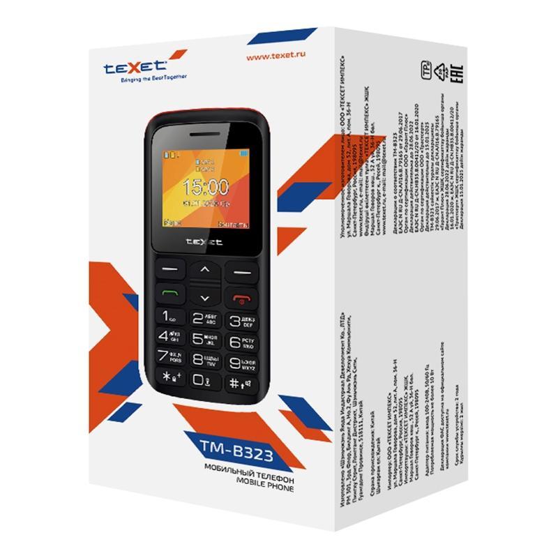 Мобильный телефон Texet TM-323B  черный/красный
