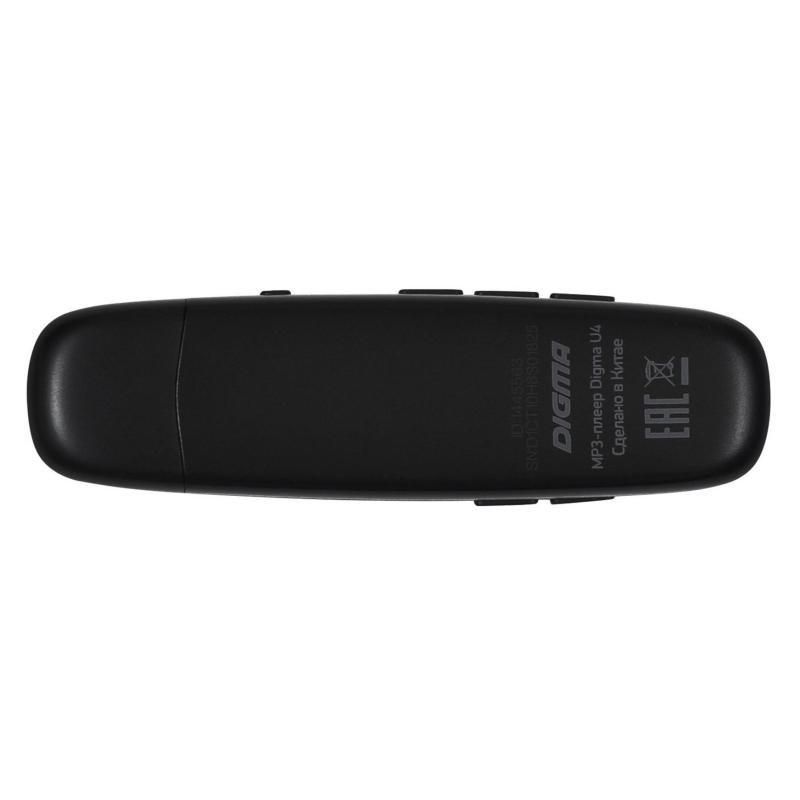 Плеер MP3 Flash Digma U4 8Gb черный/0.91/FM/microSDHC