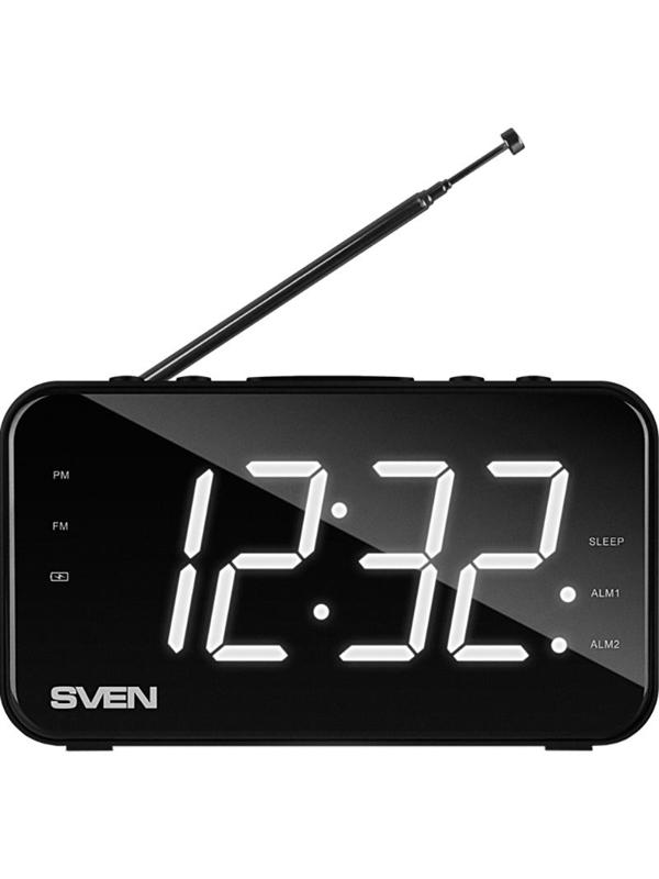 Радиоприемник SVEN SRP-100, (чер 2В RMS,FM,LED-дисп,вст часы и буд,вст акб)