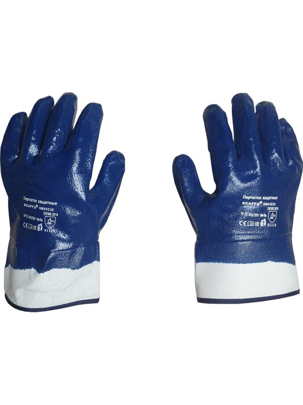 Перчатки защитные SCAFFA NBR4530 полное нитриловое покрытие крага р.9