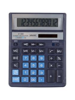 Калькулятор настольный ПОЛН.Attache AF-888,12р,дв.пит,204x158мм, темно-син