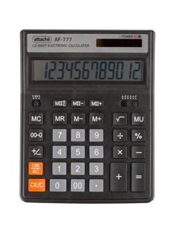 Калькулятор настольный ПОЛН/Р Attache AF-777,12р,дв.пит,200x155мм, черный