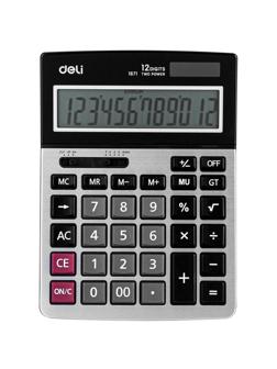Калькулятор настольный ПОЛН/Р Deli E1671,12р,дв.пит, 185x135мм,металл,сереб