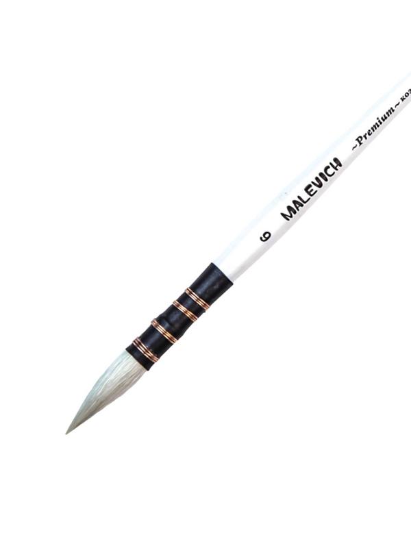 Кисть для акварели Малевичъ Premium, коза микс, круглая, №6, 750030