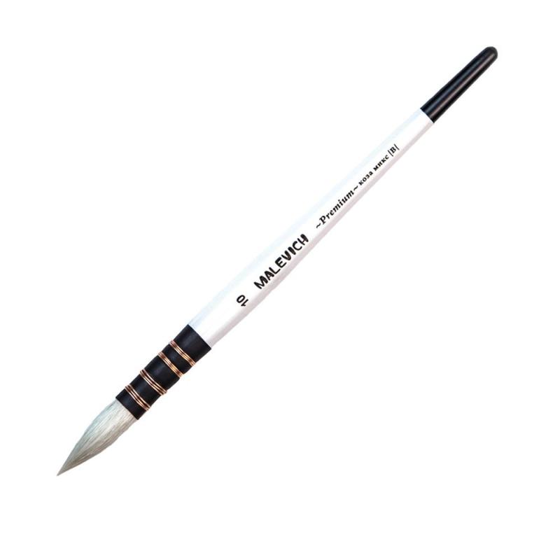 Кисть для акварели Малевичъ Premium, коза микс, круглая, №10, 750032