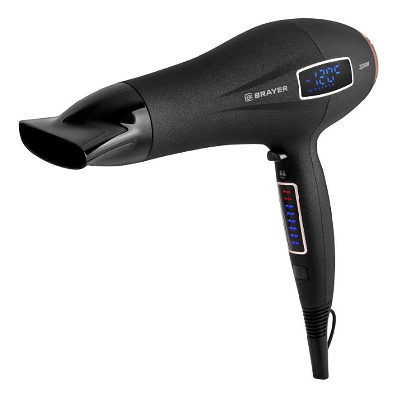 Фен BRAYER BR3001, 2200 Вт, LED, 6 cкор, 8 темп. Дифузор