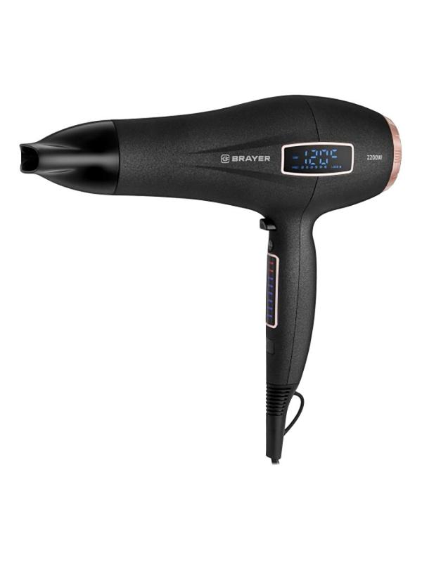 Фен BRAYER BR3001, 2200 Вт, LED, 6 cкор, 8 темп. Дифузор