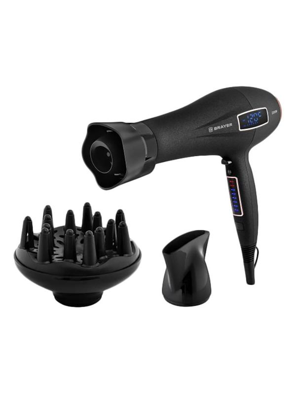 Фен BRAYER BR3001, 2200 Вт, LED, 6 cкор, 8 темп. Дифузор