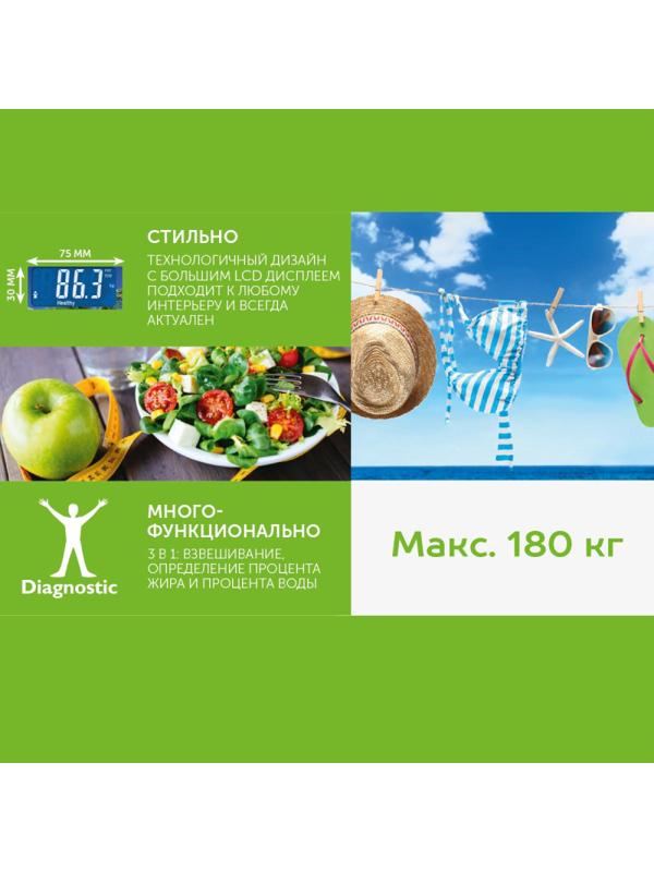Весы напольные SCARLETT SC-BS33ED12, диагностика, 180кг, рисунок