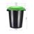 Бак для отходов 40л пластик, черный с зеленой крышкой М 2392