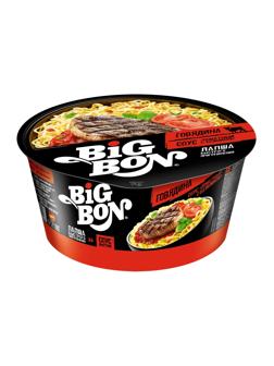 Лапша BigBon говядина + соус томатный с базиликом, 85гх24шт/уп