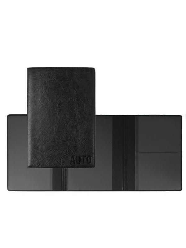 Обложка для автодокументов Auto складная 100x130мм,кожзам,черная,2903.И-207