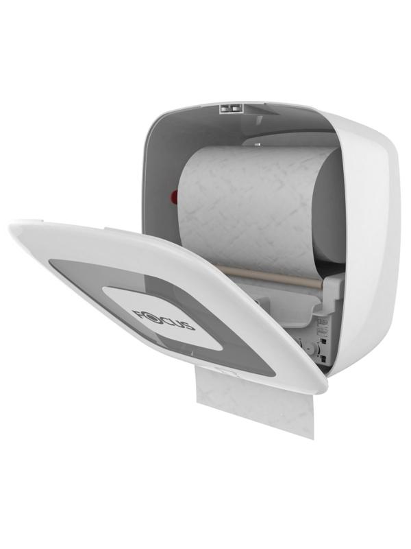 Диспенсер Focus д/рулон полотенец с автомат отрывом белый 8077062/8093486