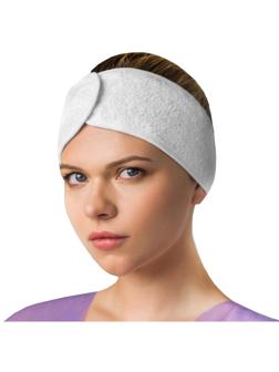 Повязка д/волос Махровая Белая на липучке 1шт 03-843