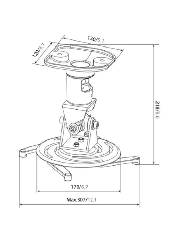 Кронштейн для проекторов Cactus CS-VM-PR01-BK потолочный, 10 кг, черный