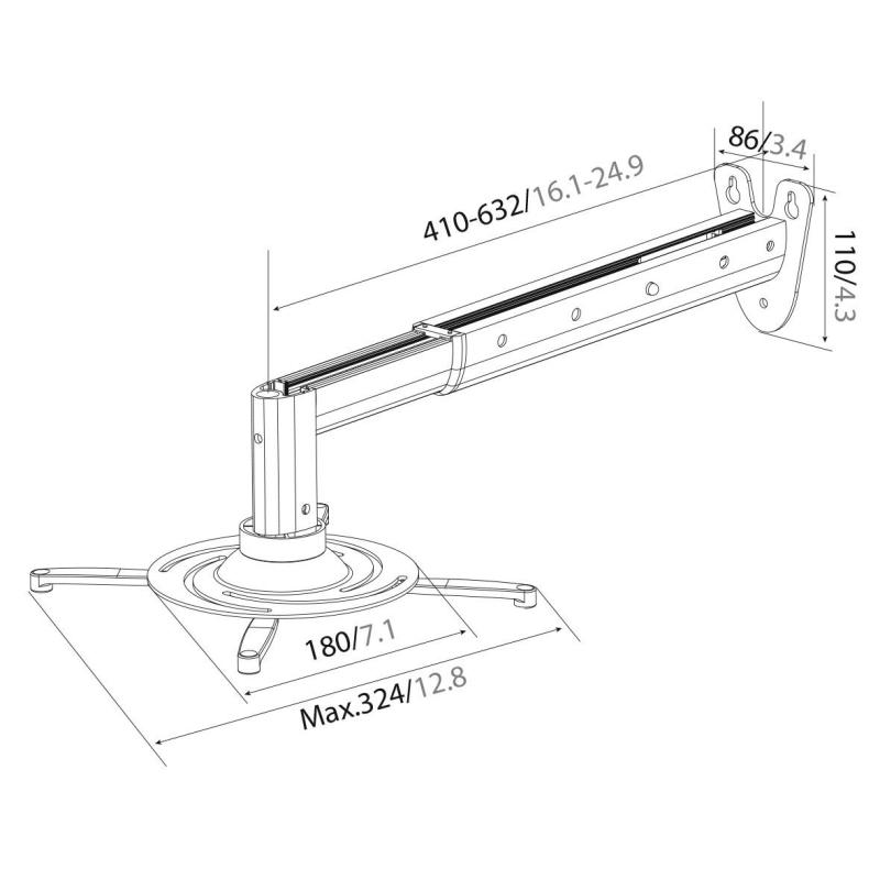 Кронштейн для проекторов Cactus CS-VM-PR05BL-BK потолоч-настен.,23 кг,чер