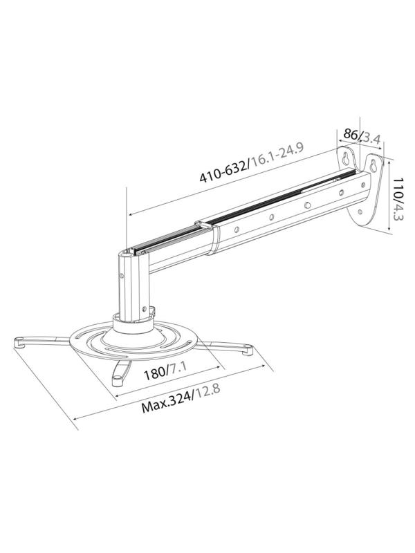 Кронштейн для проекторов Cactus CS-VM-PR05BL-BK потолоч-настен.,23 кг,чер