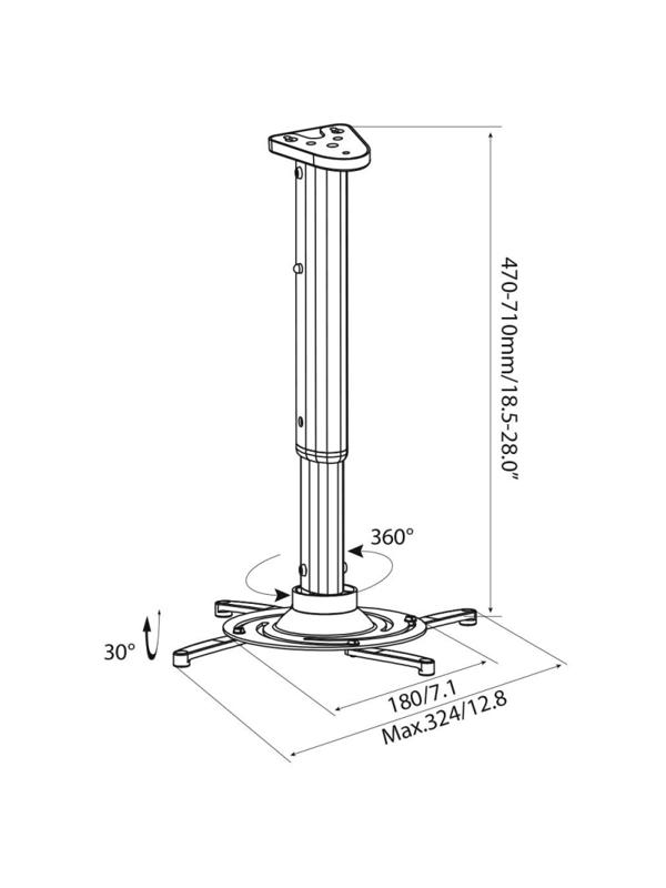 Кронштейн для проекторов Cactus CS-VM-PR05L-BK потолочный, 10 кг, черный