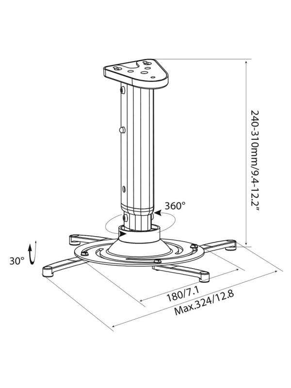 Кронштейн для проекторов Cactus CS-VM-PR05M-AL потолочный, 24 кг, серебр