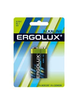 Батарейка Ergolux 6LR61 Alkaline BL-1 (6LR61 BL-1, батарейка,9В)