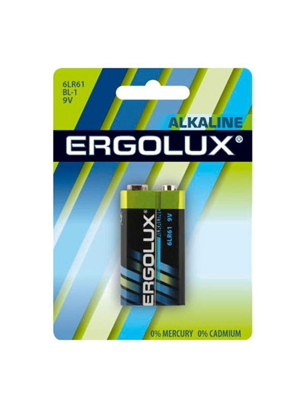 Батарейка Ergolux 6LR61 Alkaline BL-1 (6LR61 BL-1, батарейка,9В)