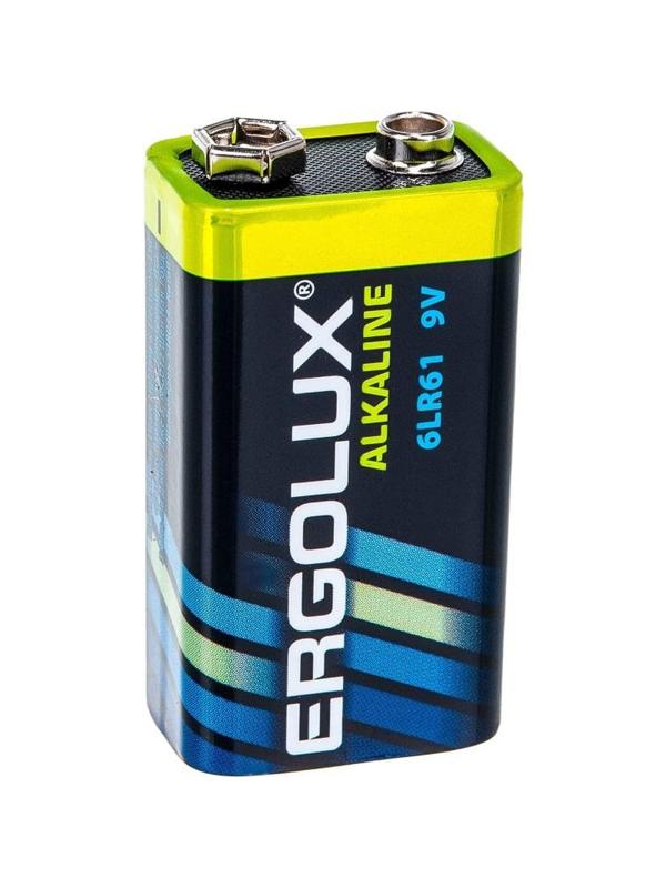 Батарейка Ergolux 6LR61 Alkaline BL-1 (6LR61 BL-1, батарейка,9В)