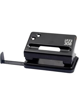 Дырокол SAX 308 с линейкой, 15 листов. метал. механизм, черный