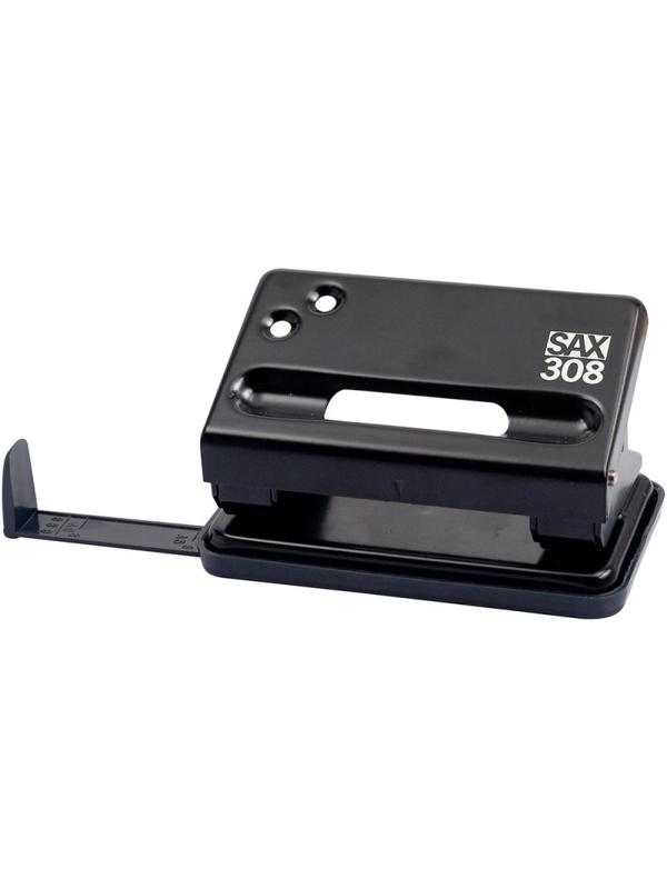 Дырокол SAX 308 с линейкой, 15 листов. метал. механизм, черный